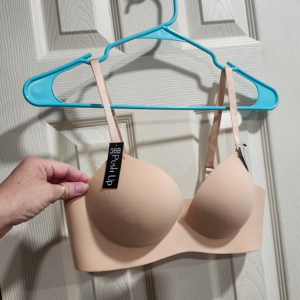 Catherine Malandrino Nude Push Up Bra Wireless Seamless Beige 36B RN146342 - Picture 2 of 8